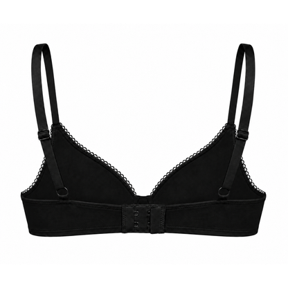 Wireless Plunge Bralette black organic cotton Net Positive with adjustable straps on Tampa Home & Garden Store