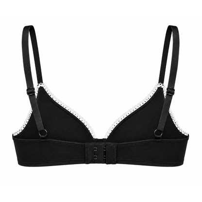 Wireless Plunge Bralette Net Positive black organic cotton with lace trim Tampa Store on Tampa Home & Garden Store