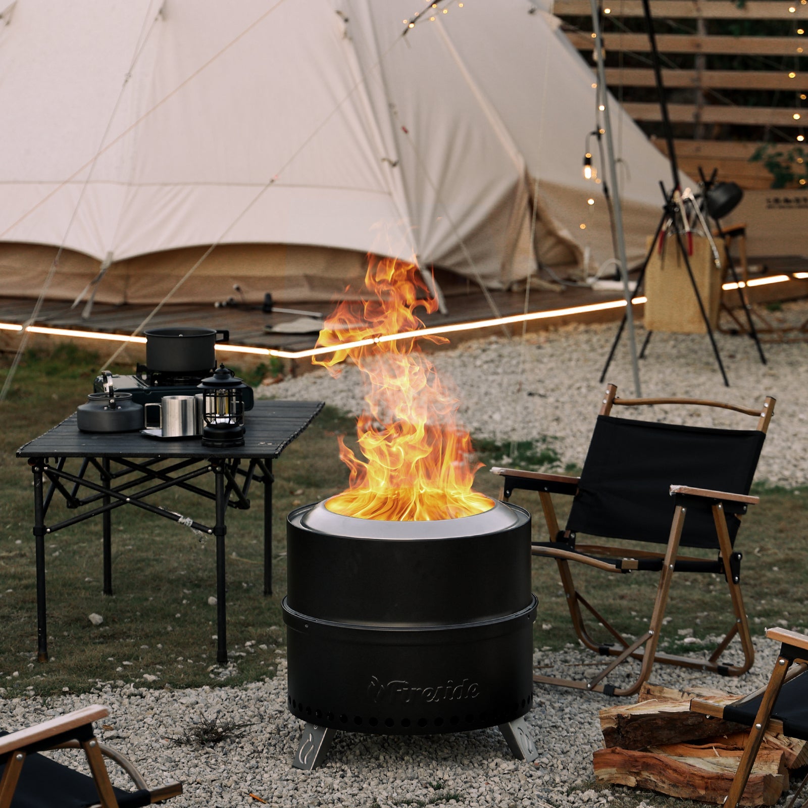 Pluto R19-PG Smokeless Outdoor Fire Pit -  Painted Black - Tampa Home & Garden Store