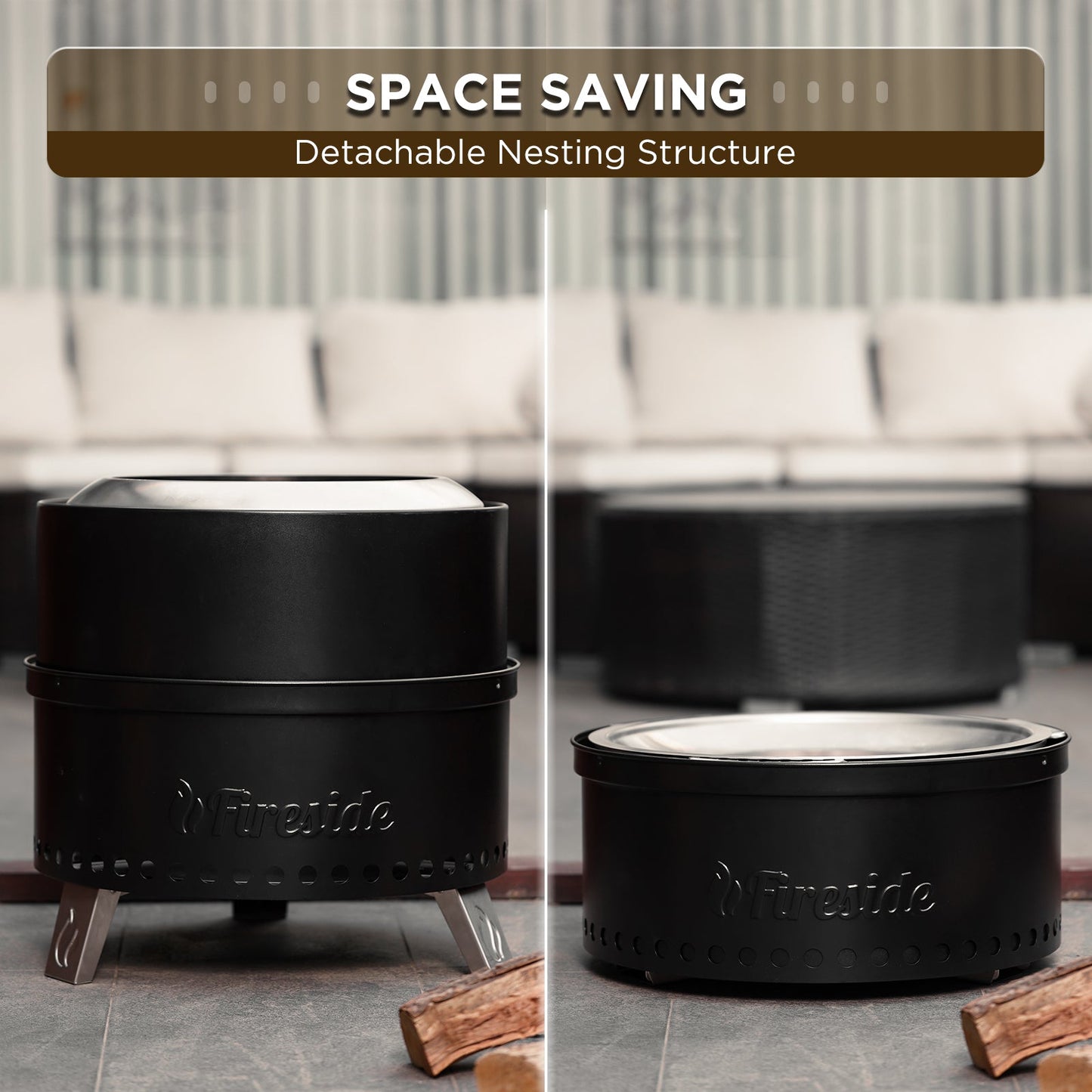 Pluto R19-PG Smokeless Outdoor Fire Pit -  Painted Black - Tampa Home & Garden Store