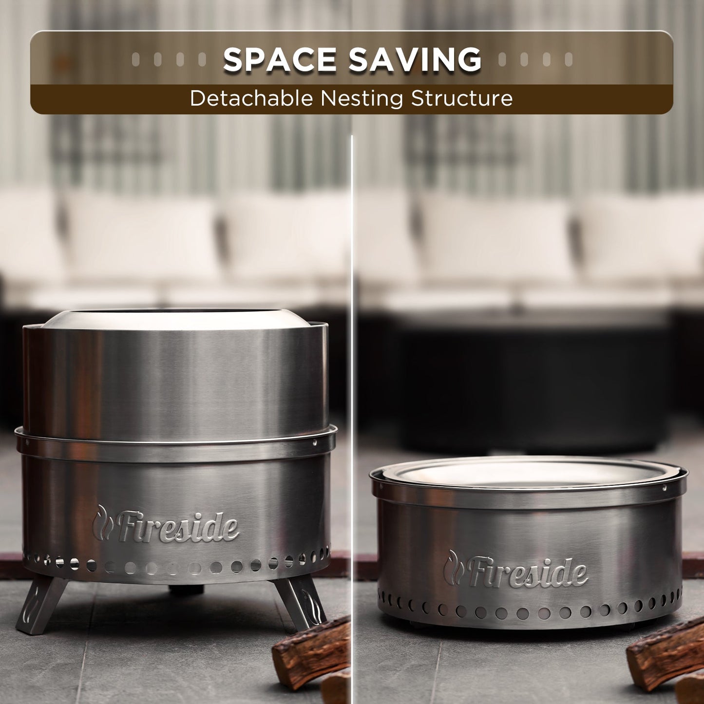 Pluto R19-SS Smokeless Outdoor Fire Pit -  Stainless Steel - Tampa Home & Garden Store