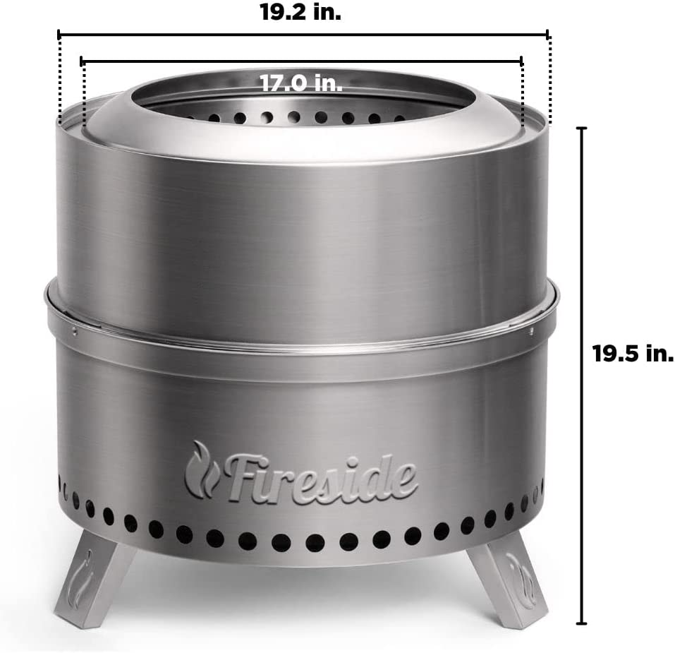 Pluto R19-SS Smokeless Outdoor Fire Pit -  Stainless Steel - Tampa Home & Garden Store