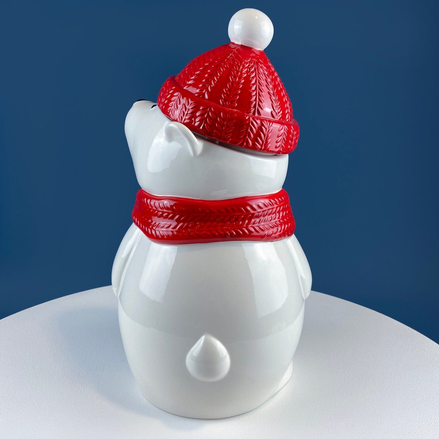 Polar Bear in Red Hat Cookie Jar. Cute, Animal Themed Kitchen Storage Canister or Kids' Room Decor. Holiday Dining Room Decor. - Tampa Home & Garden Store
