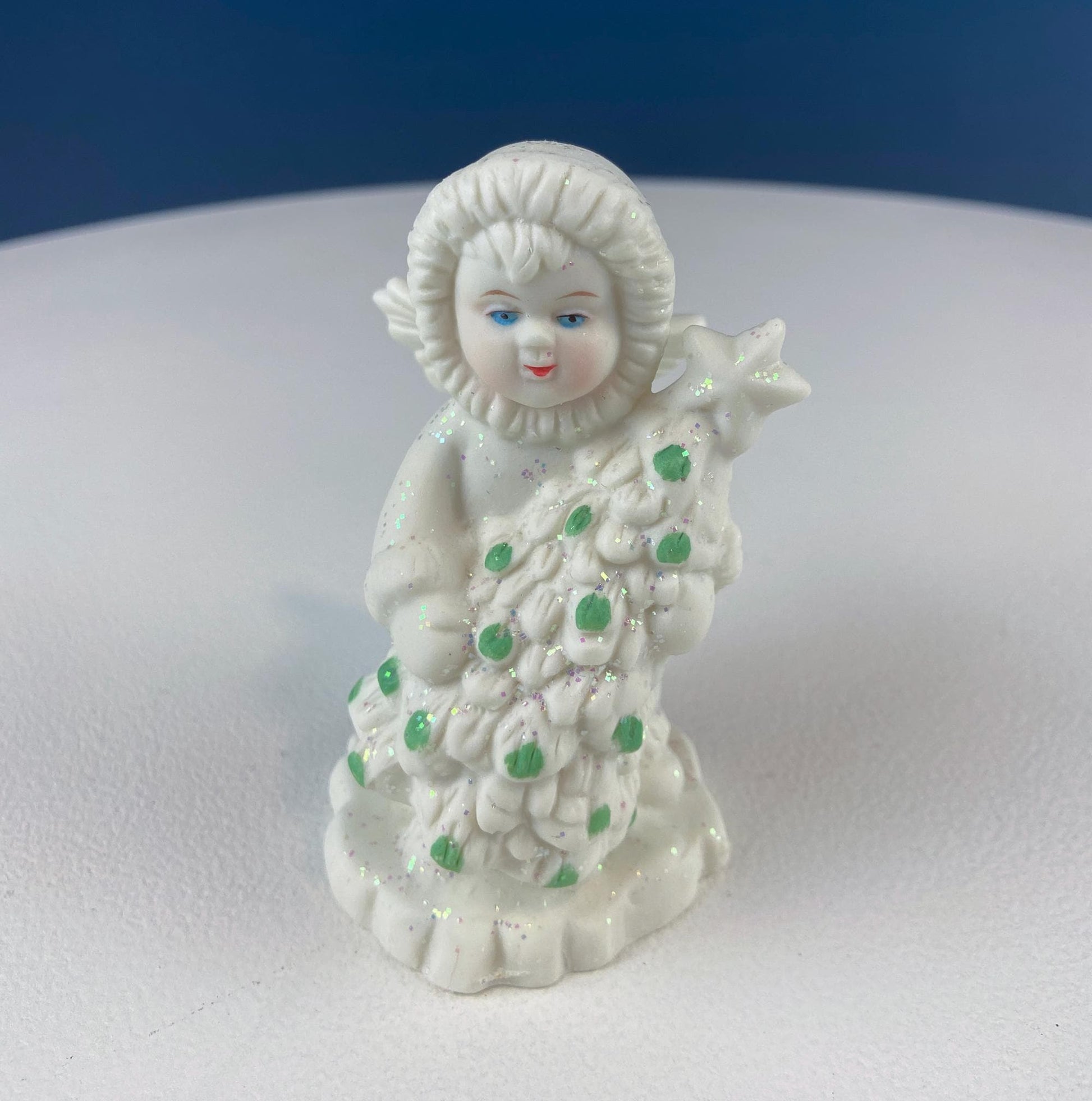 Polar Pals Playing in Snow Under Lit Christmas Tree. 3 White Porcelain Cupid Figurines Celebrating Friendship. Kids Room. Night Light. - Tampa Home & Garden Store