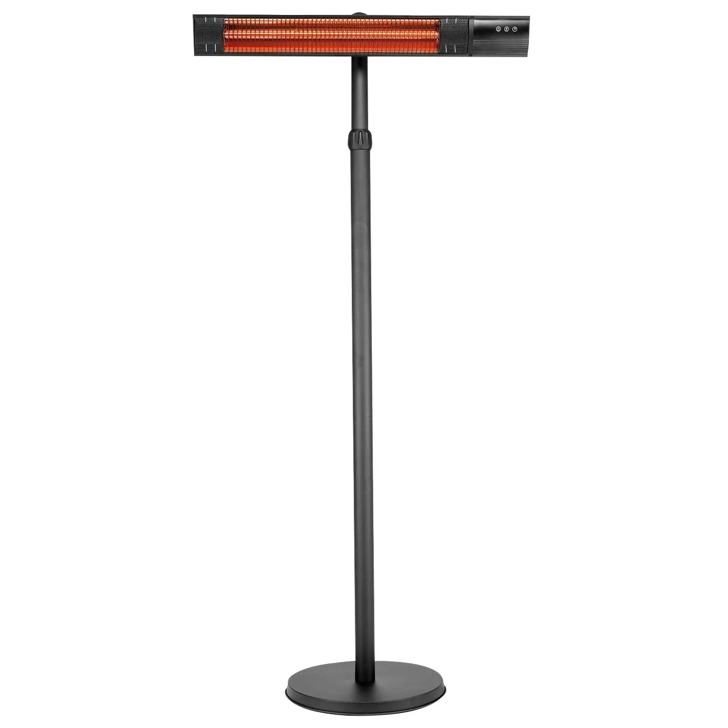 Pole mounted electric patio heater in black with orange infrared element on Tampa Home & Garden Store