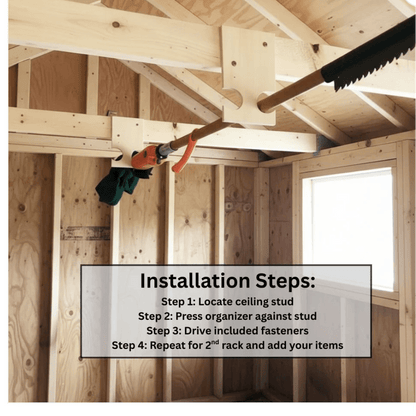 Pole Saw & Pool Skimmer Organizer – Shed Storage Hook for Long Tools - Tampa Home & Garden Store