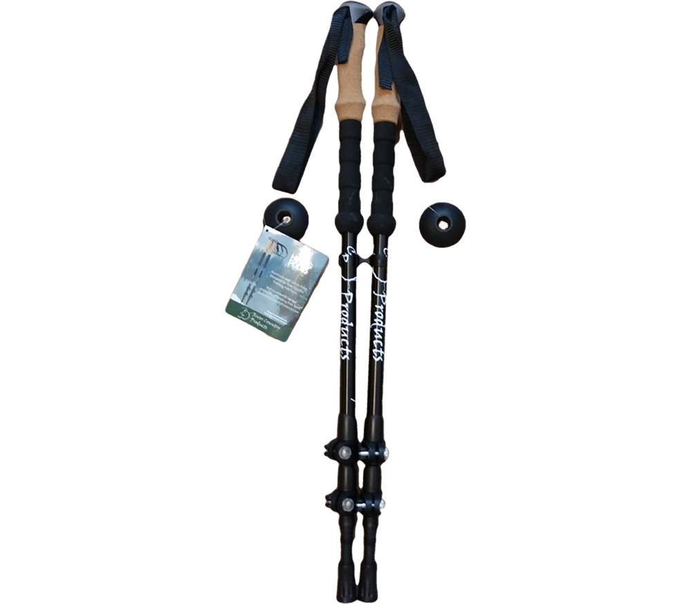 20 percent Carbon Mix Trekking Poles, River Country Gear pair, black with tan grips, adjustable on Tampa Home & Garden Store