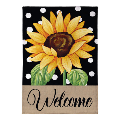 Polka Dot Sunflower Burlap House Flag - Tampa Home & Garden Store