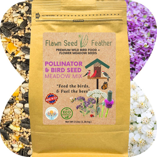 Pollinator & Bird Seed Meadow Mix in kraft bag by Flawn Seed Kits, 3 lb bird food on Tampa Home & Garden Store