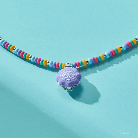 Beaded Polly Pocket Locket Necklace in pastel beads with lavender pendant by ALEX AND ANI on Tampa Home & Garden Store