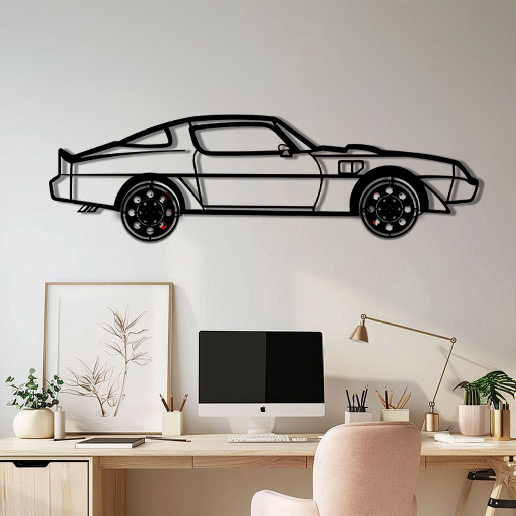 Pontiac Trans Am Metal Car Wall Art with Rotating Wheels - Classic American Muscle Silhouette - Interactive Firebird Wall Decor - KAFMEKA154 - Tampa Home & Garden Store