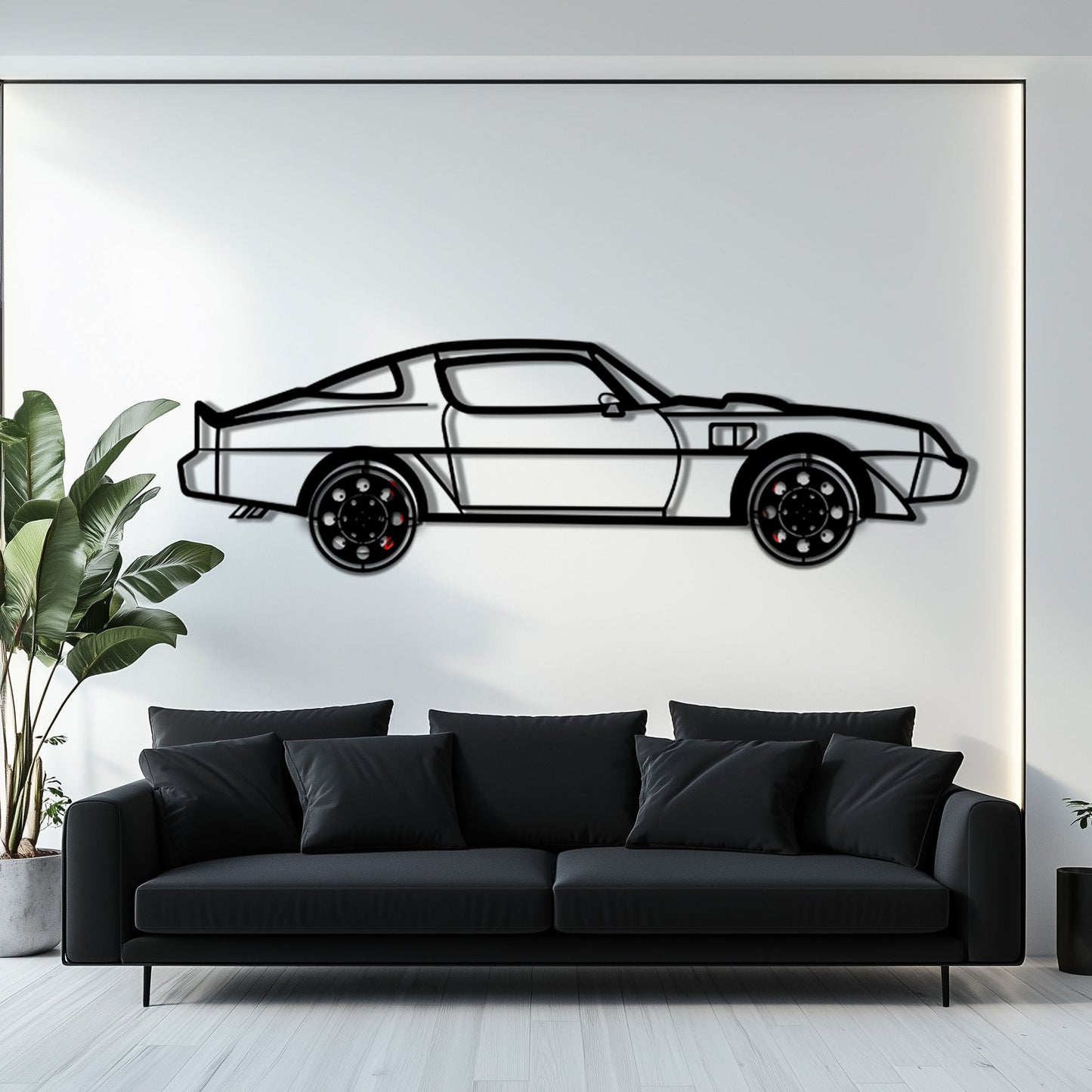 Pontiac Trans Am Metal Car Wall Art with Rotating Wheels - Classic American Muscle Silhouette - Interactive Firebird Wall Decor - KAFMEKA154 - Tampa Home & Garden Store
