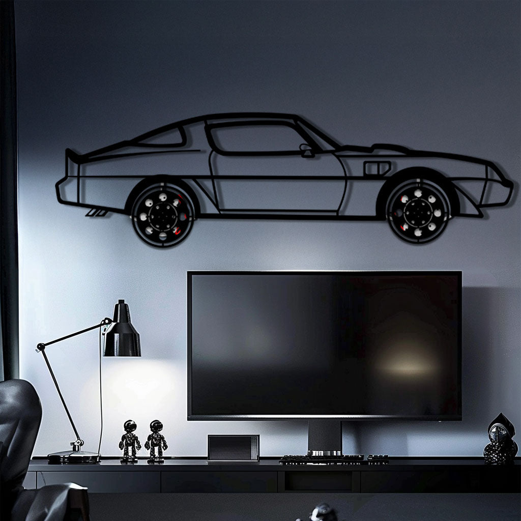 Pontiac Trans Am Metal Car Wall Art with Rotating Wheels - Classic American Muscle Silhouette - Interactive Firebird Wall Decor - KAFMEKA154 - Tampa Home & Garden Store