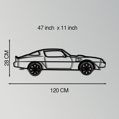 Pontiac Trans Am Metal Car Wall Art with Rotating Wheels - Classic American Muscle Silhouette - Interactive Firebird Wall Decor - KAFMEKA154 - Tampa Home & Garden Store