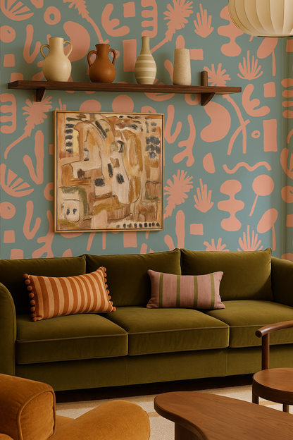 Pool Side Wallpaper, blue and pink - Tampa Home & Garden Store