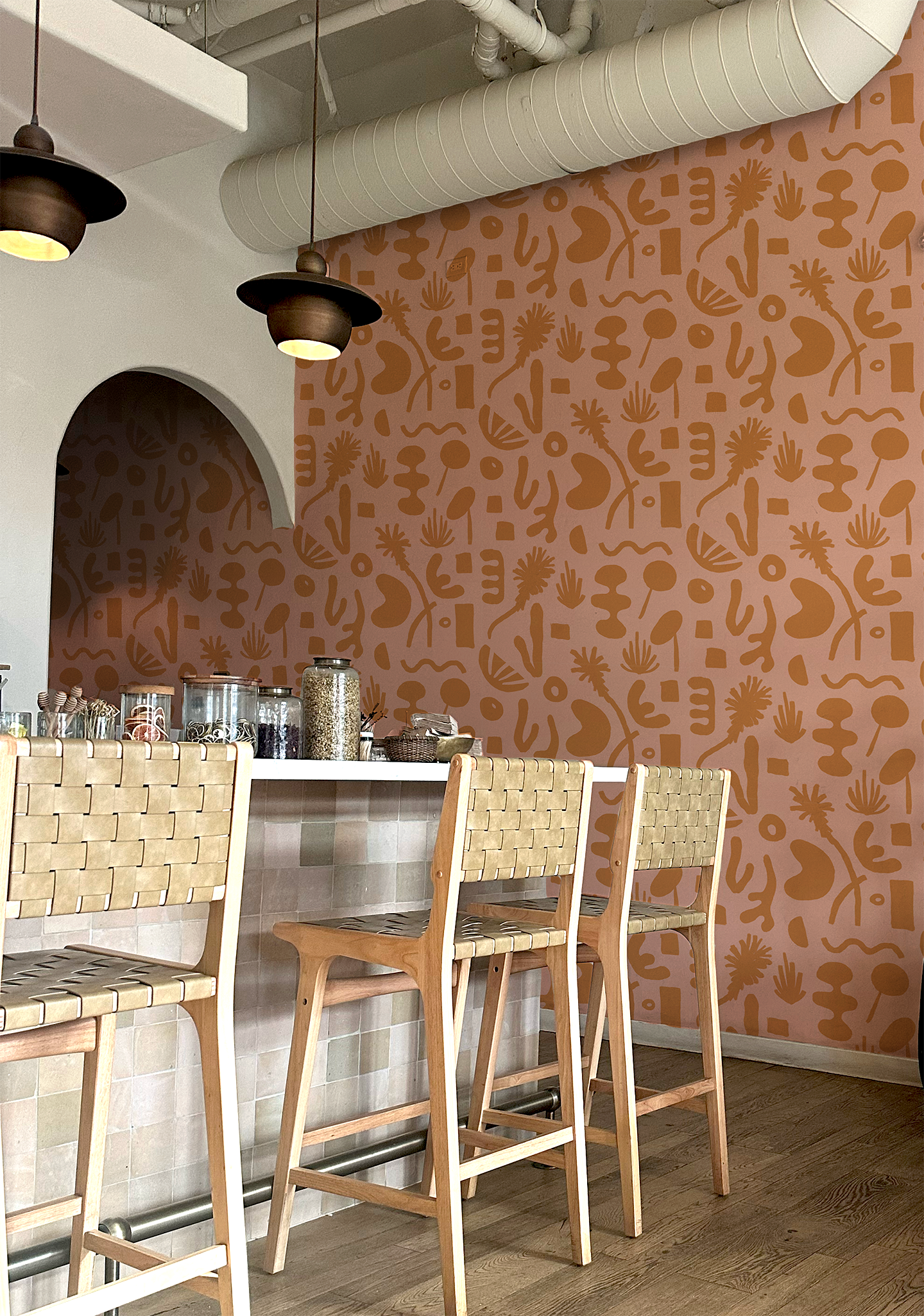 Pool Side Wallpaper, pink & orange - Tampa Home & Garden Store