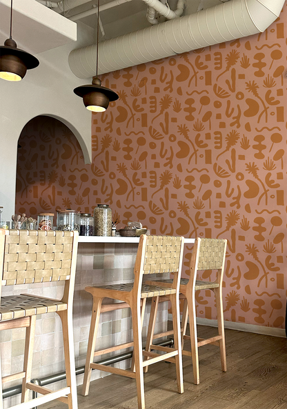 Pool Side Wallpaper, pink & orange - Tampa Home & Garden Store