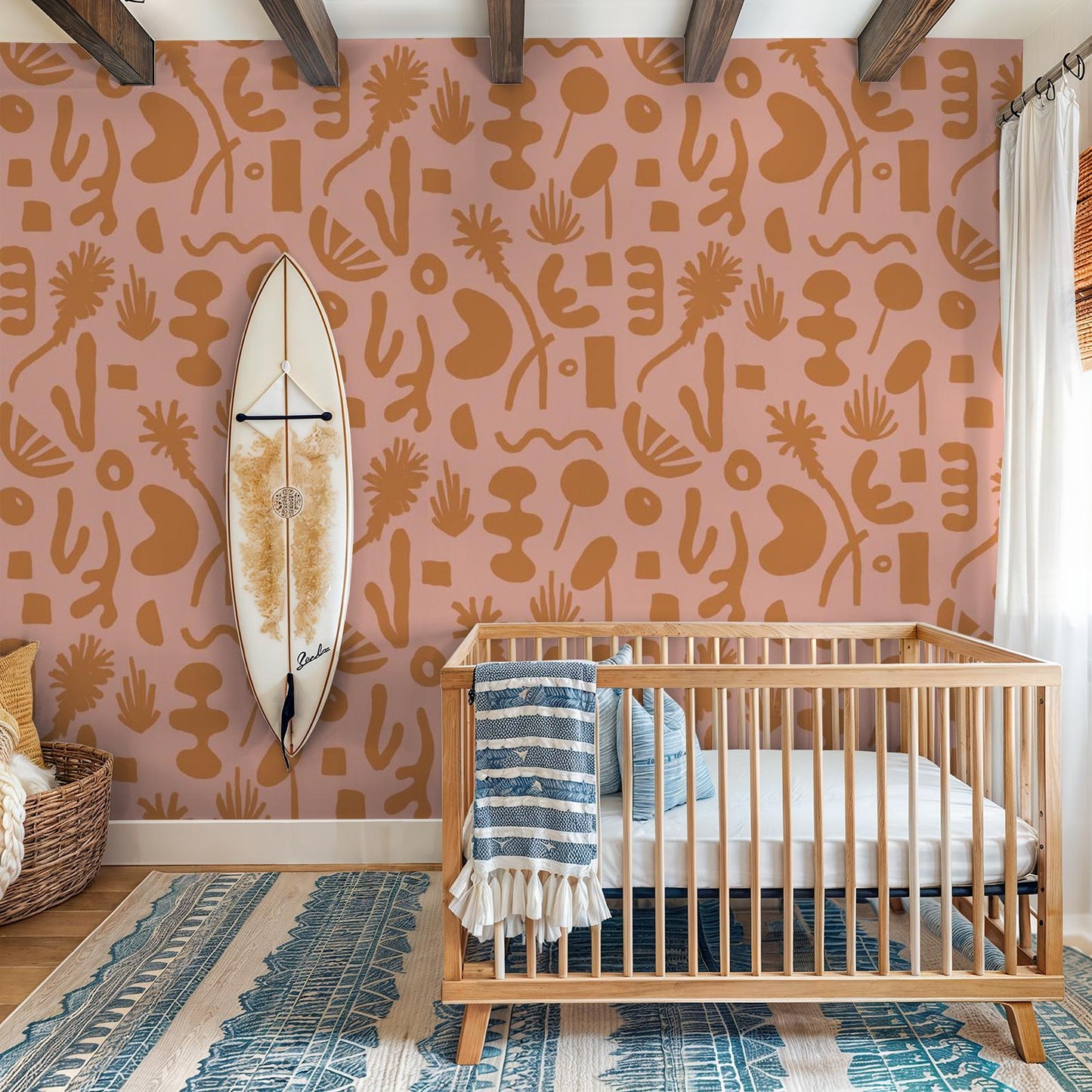 Pool Side Wallpaper, pink & orange - Tampa Home & Garden Store