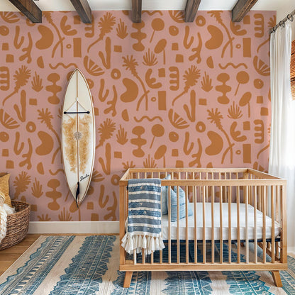 Pool Side Wallpaper, pink & orange - Tampa Home & Garden Store