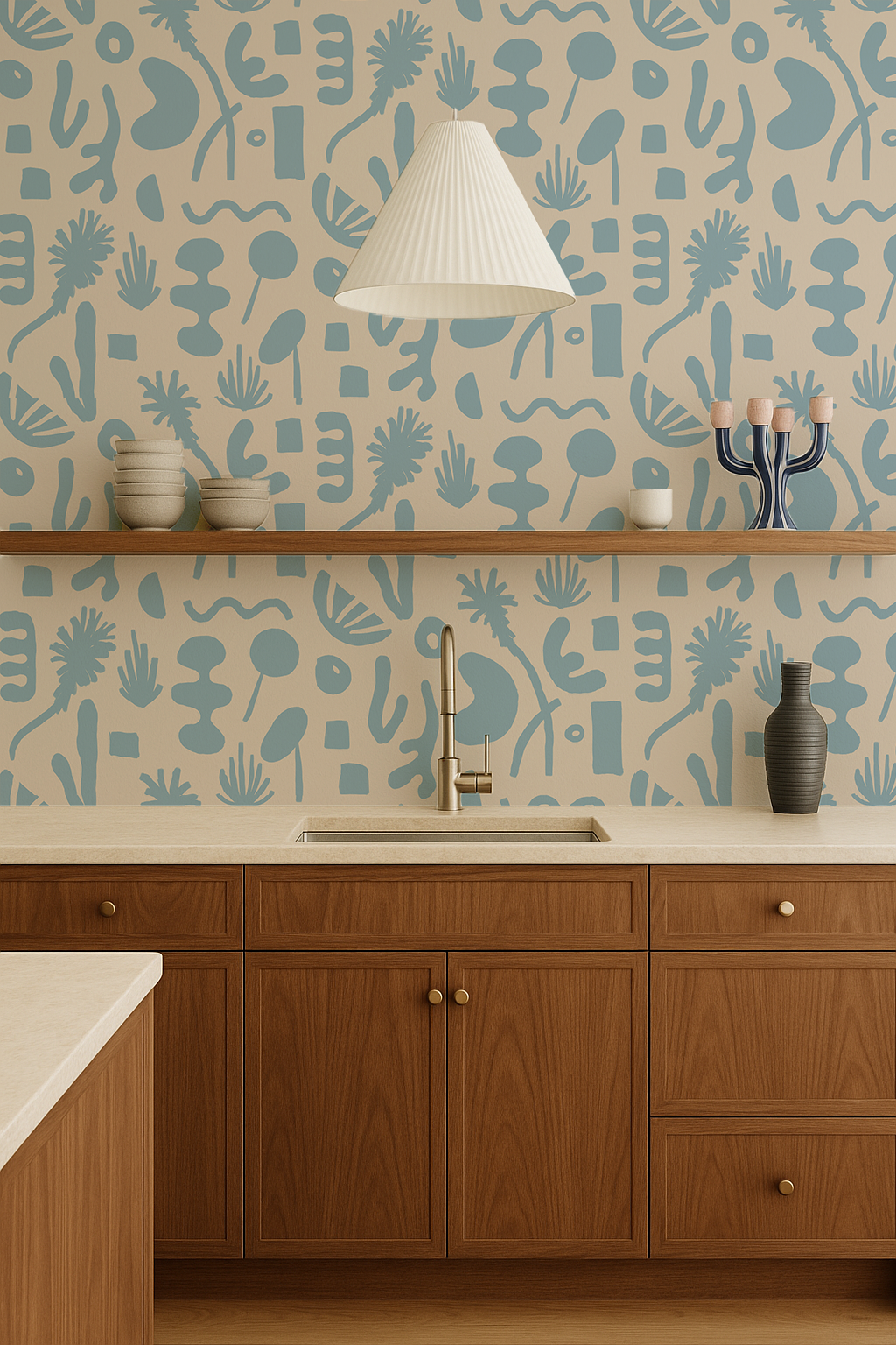 Pool Side Wallpaper, tan and blue - Tampa Home & Garden Store