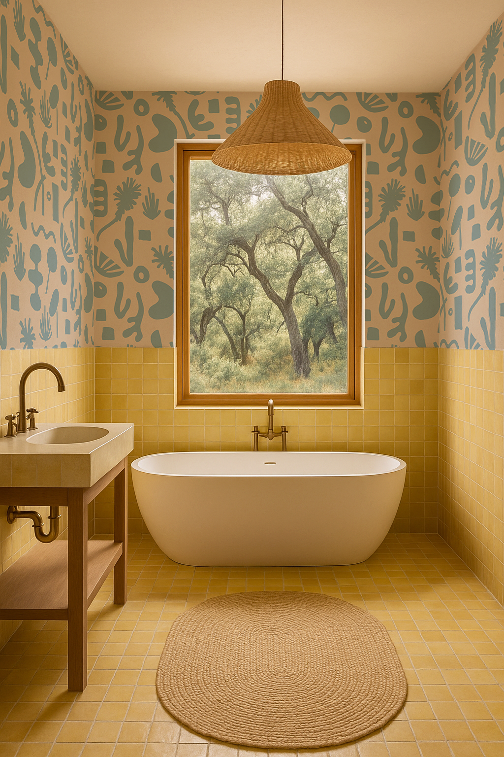 Pool Side Wallpaper, tan and blue - Tampa Home & Garden Store