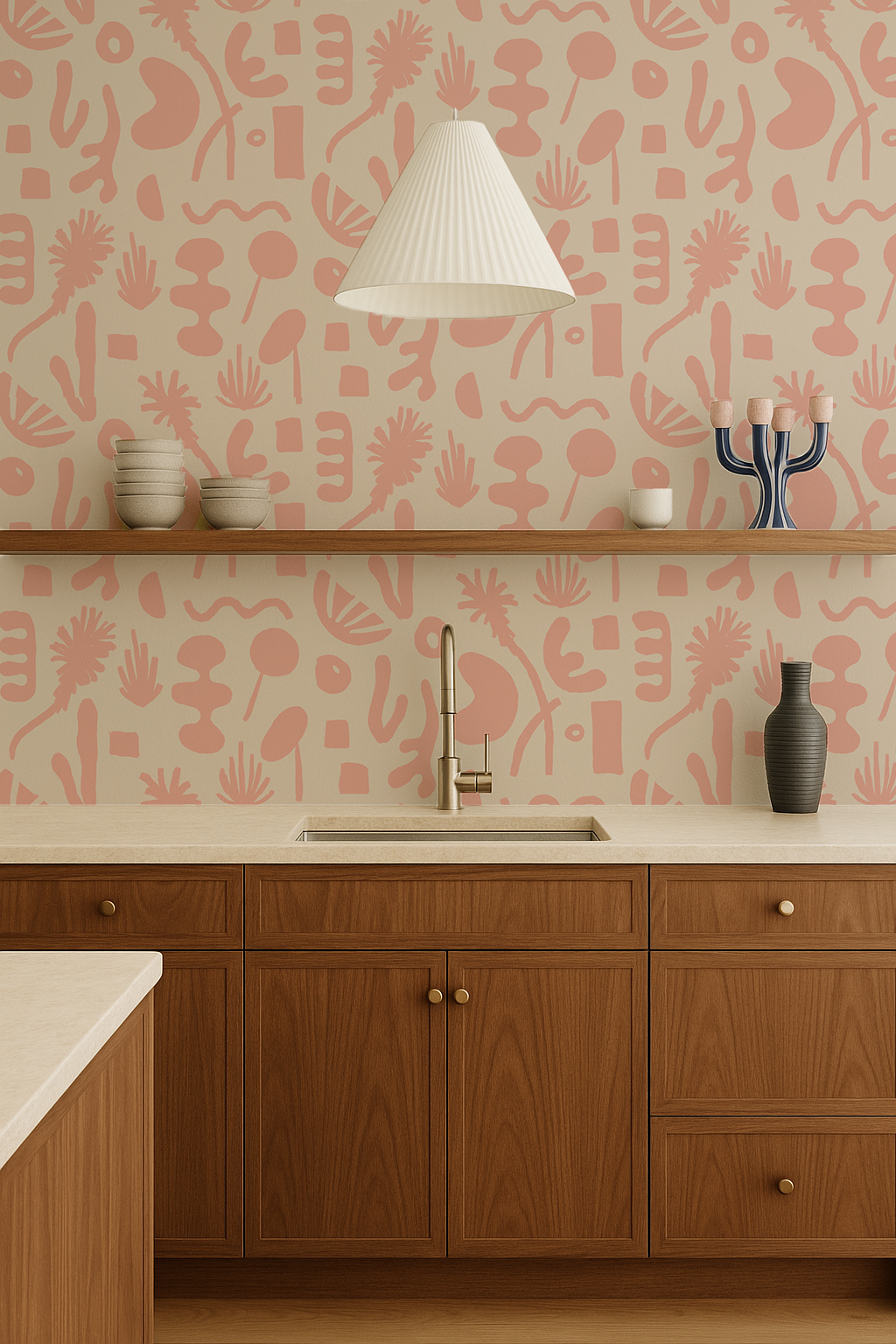 Pool Side Wallpaper, tan and blush - Tampa Home & Garden Store