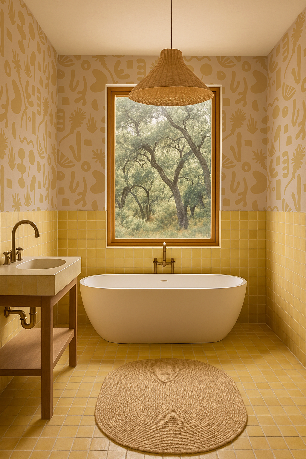 Pool Side Wallpaper, tan and lemon - Tampa Home & Garden Store