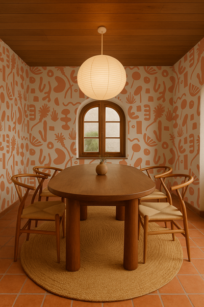 Pool Side Wallpaper, tan and orange - Tampa Home & Garden Store