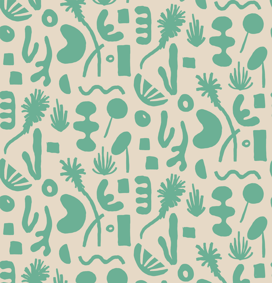 Pool Side Wallpaper, tan and teal - Tampa Home & Garden Store