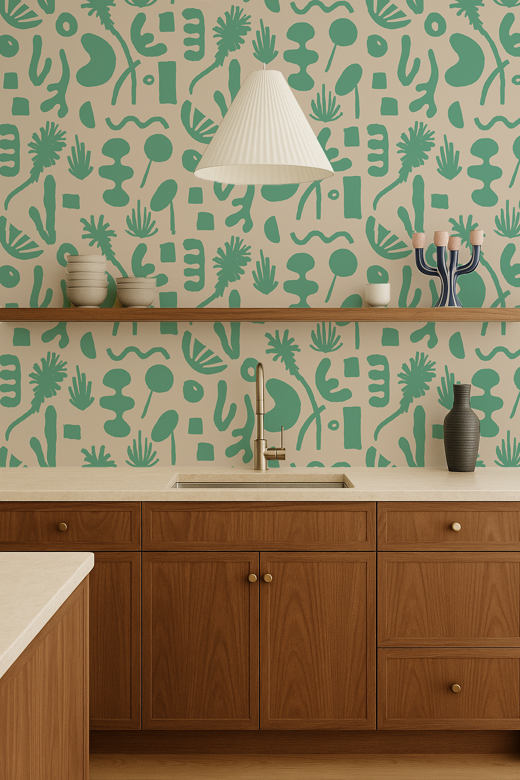 Pool Side Wallpaper, tan and teal - Tampa Home & Garden Store