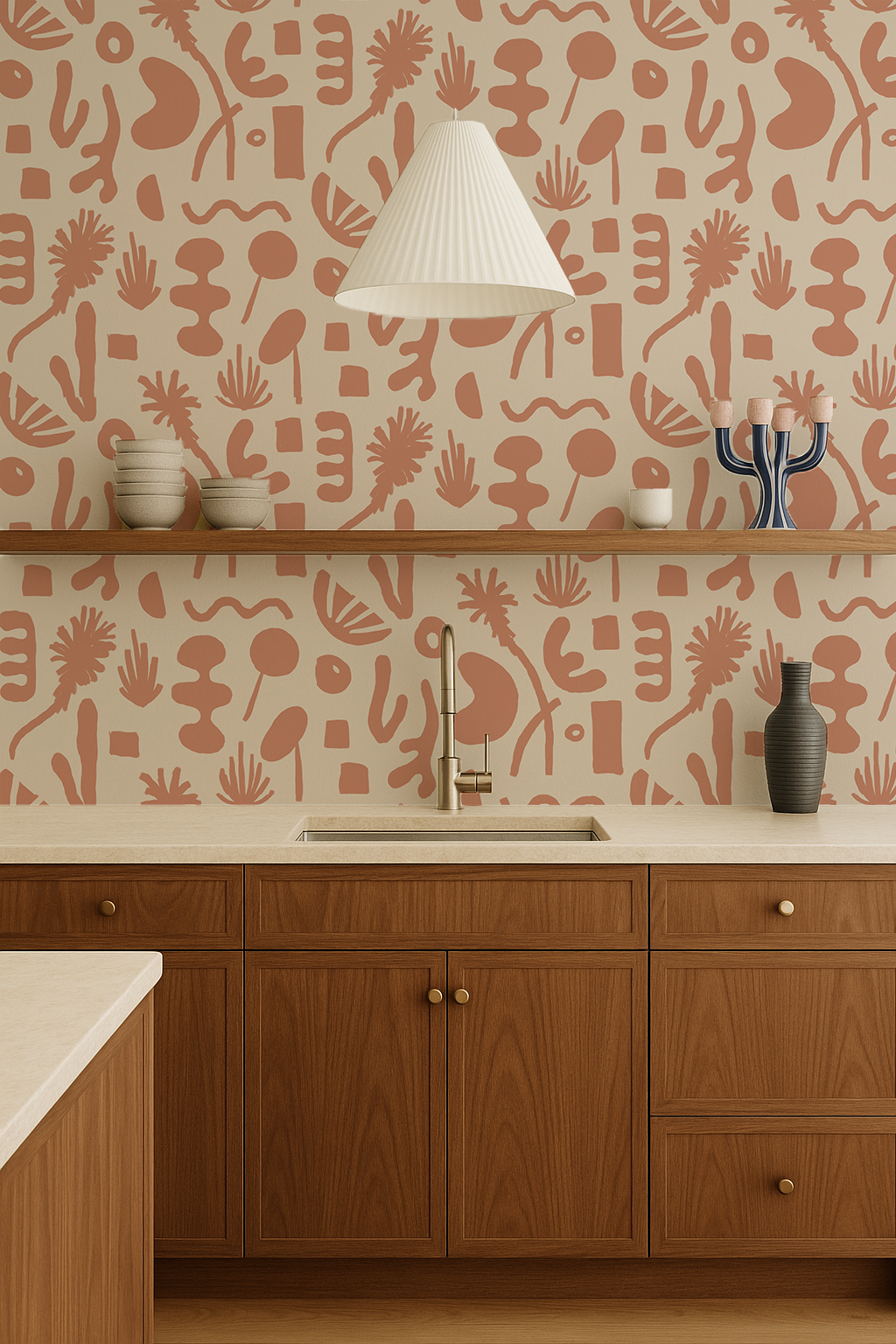 Pool Side Wallpaper, tan and terra cotta - Tampa Home & Garden Store