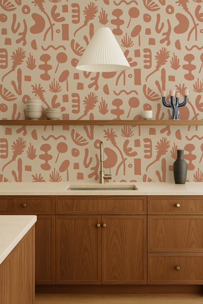 Pool Side Wallpaper, tan and terra cotta - Tampa Home & Garden Store