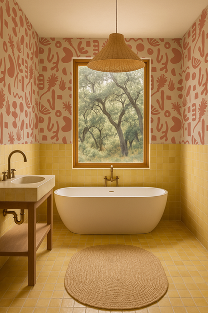 Pool Side Wallpaper, tan and terra cotta - Tampa Home & Garden Store