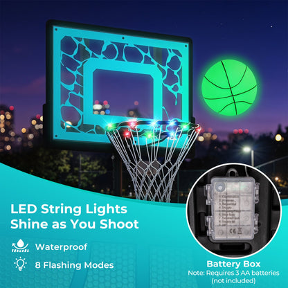 DirectDeals adjustable pool basketball hoop with LED lighted rim and turquoise backboard on Tampa Home & Garden Store