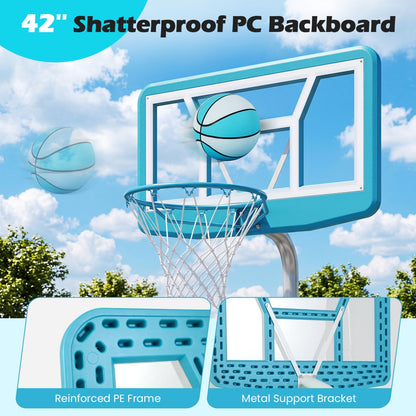 Pool basketball hoop set with 2 balls and pump, 42in shatterproof PC backboard, PE frame on Tampa Home & Garden Store