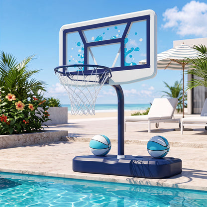 Pool Basketball Hoop Set DirectDeals blue frame white backboard 2 balls and pump on Tampa Home & Garden Store
