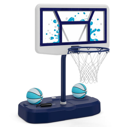 DirectDeals pool basketball hoop set with 2 blue balls and pump on blue base on Tampa Home & Garden Store