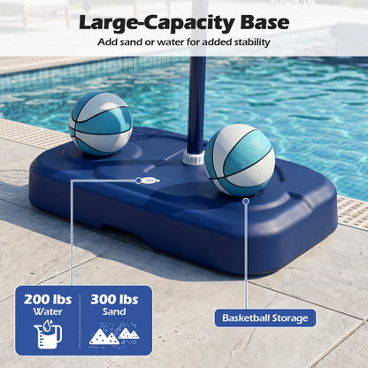 Pool Basketball Hoop DirectDeals set with 2 blue and white balls on a large blue base on Tampa Home & Garden Store