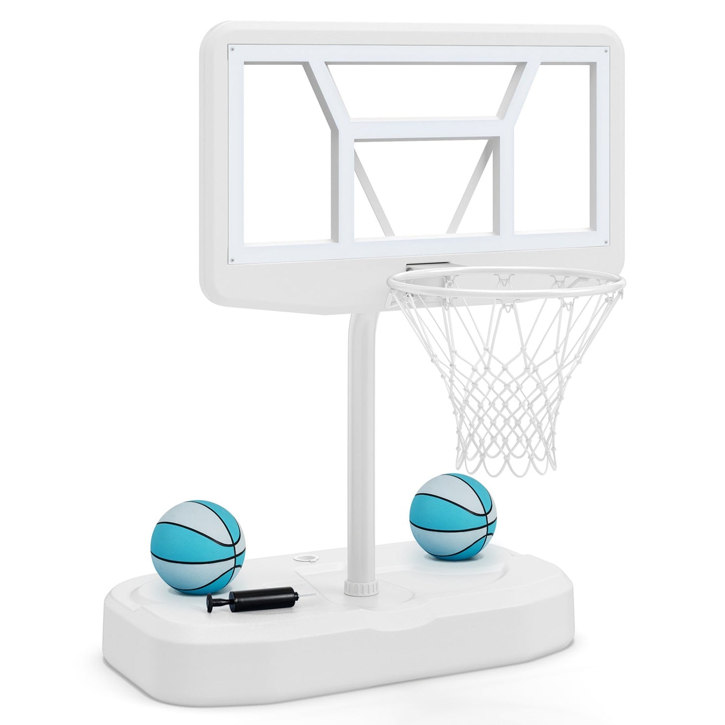 DirectDeals Pool Basketball Hoop Set with 2 balls and pump, white backboard and net on Tampa Home & Garden Store