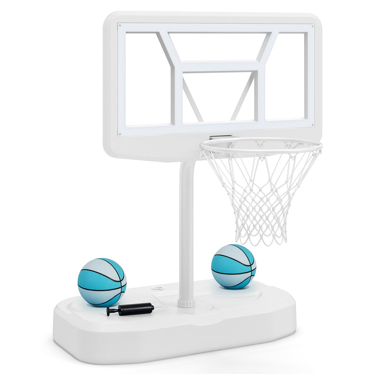 DirectDeals Pool Basketball Hoop Set with 2 balls and pump, white backboard and net on Tampa Home & Garden Store