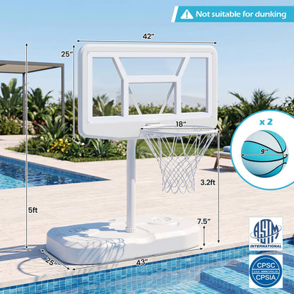 Pool basketball hoop set by DirectDeals with 2 balls and pump, white backboard and base on Tampa Home & Garden Store