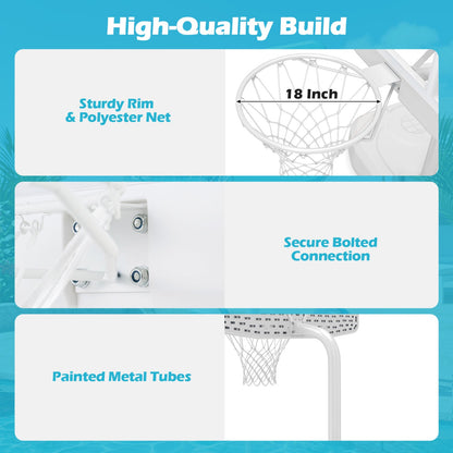Pool Basketball Hoop Set DirectDeals, with 2 balls and pump, 18 inch hoop, sturdy white rim on Tampa Home & Garden Store