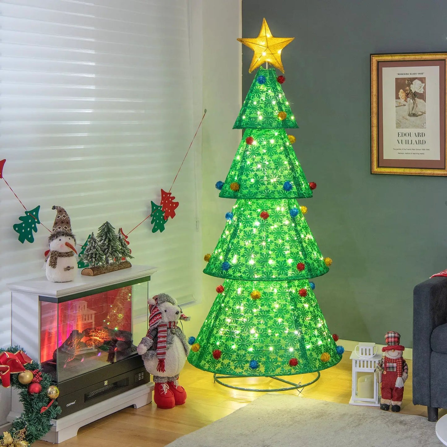 Pop-Up Christmas Tree with 200 LED Lights Indoors