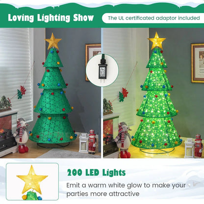 Pop-Up Christmas Tree with 200 LED Lights Indoors