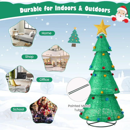 Pop-Up Christmas Tree with 200 LED Lights Indoors