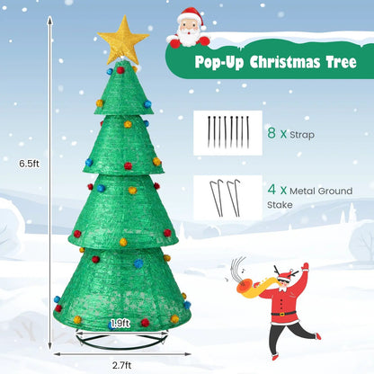 Pop-Up Christmas Tree with 200 LED Lights Indoors
