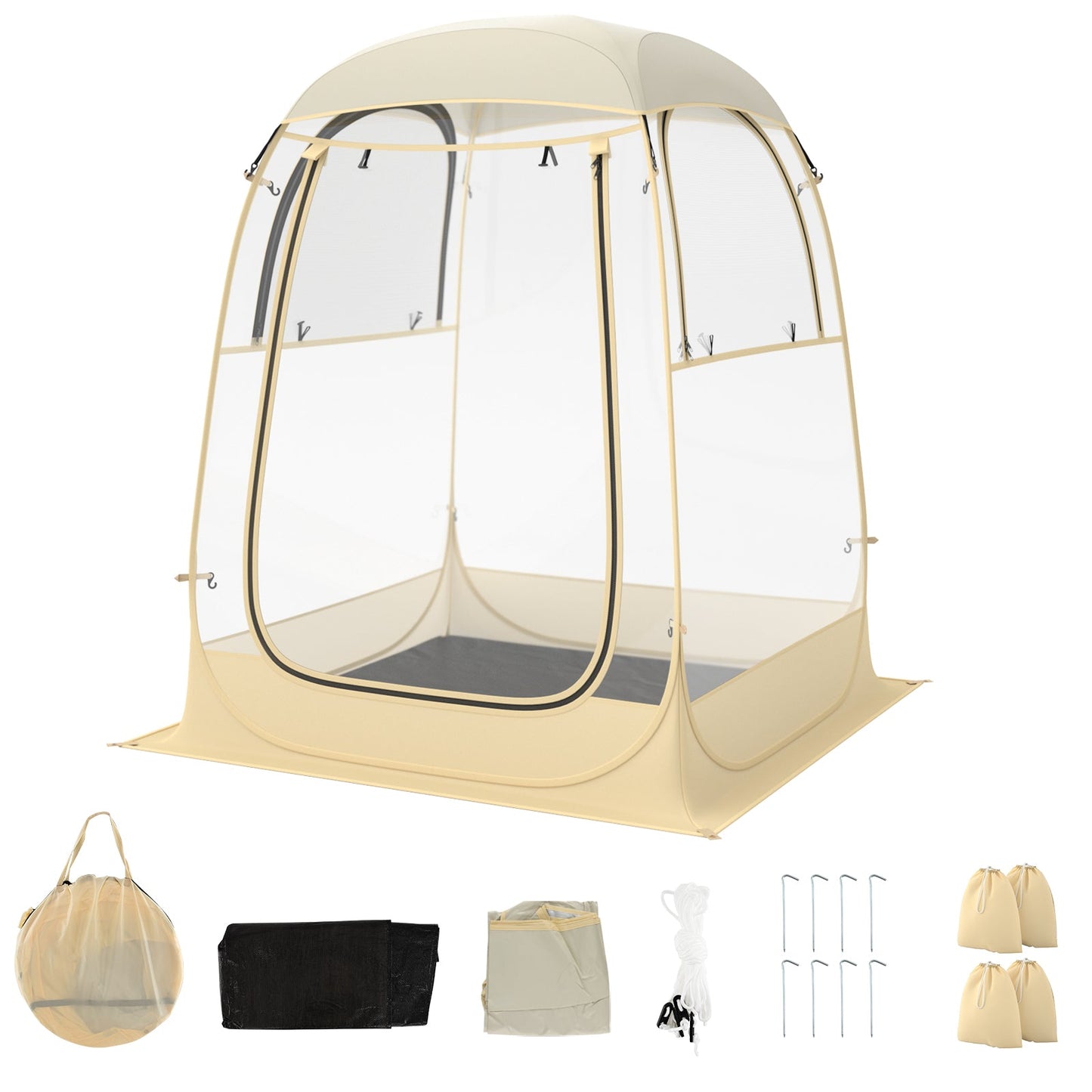 GemGear Instant Pop Up Sports Tent beige with carrying bag and floor mat for 1-2/5-6 people on Tampa Home & Garden Store