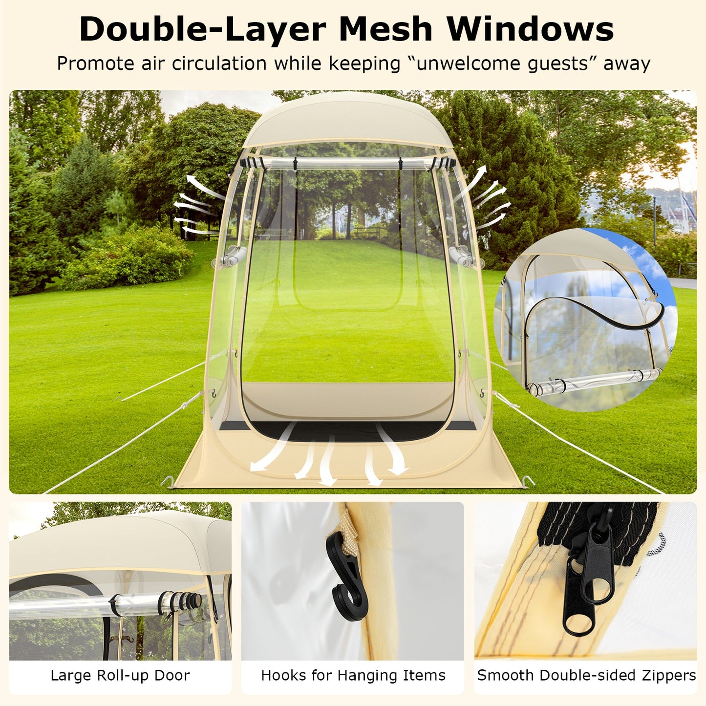 GemGear instant pop-up sports tent with floor mat on a grassy lawn, carrying bag on Tampa Home & Garden Store
