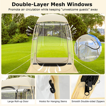 GemGear instant pop-up sports tent with floor mat on a grassy lawn, carrying bag on Tampa Home & Garden Store
