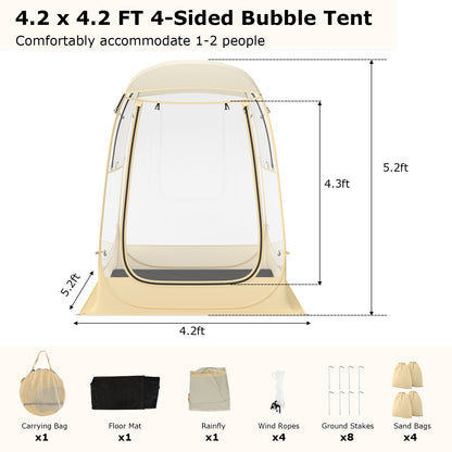 GemGear instant pop-up tent beige 4.2x4.2 ft with carry bag and floor mat for 1–2 or 5–6 people on Tampa Home & Garden Store